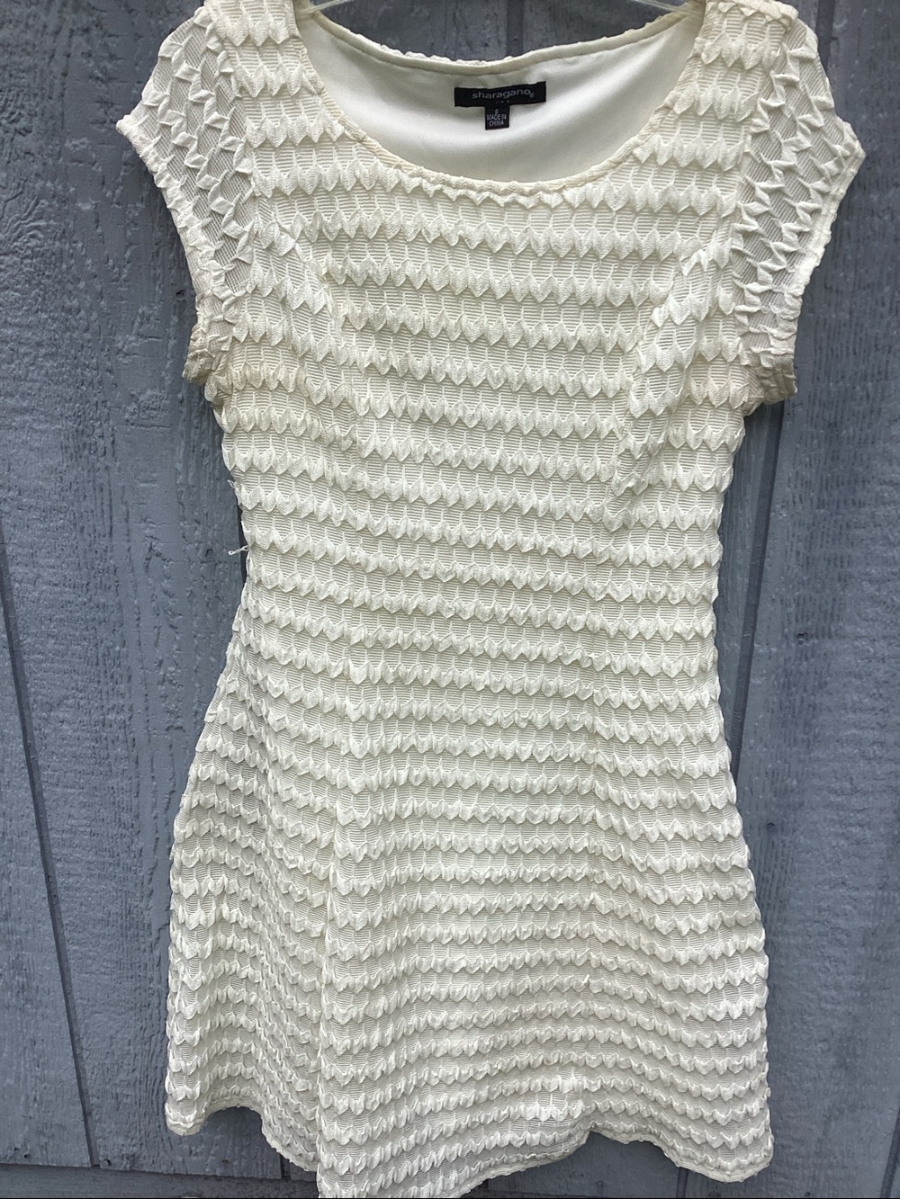 Sharagano Cream Textured Dress